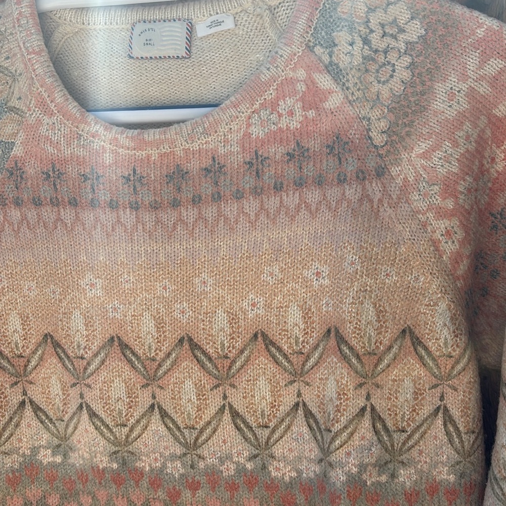 🦋Anthropology🌼Floral🌸Print Crew Neck Long Sleeve Sweater, Size Small - Picture 3 of 15